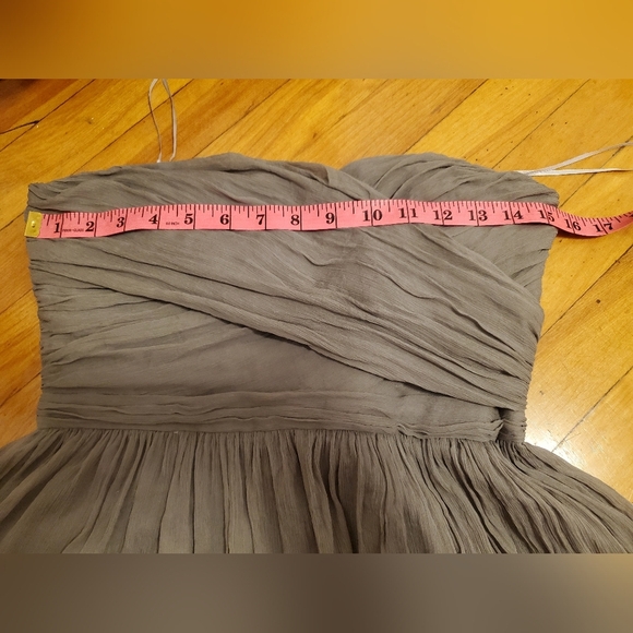J. Crew chiffon silk mini strapless dress. Grey. Size 6. Flowy. - Picture 9 of 11